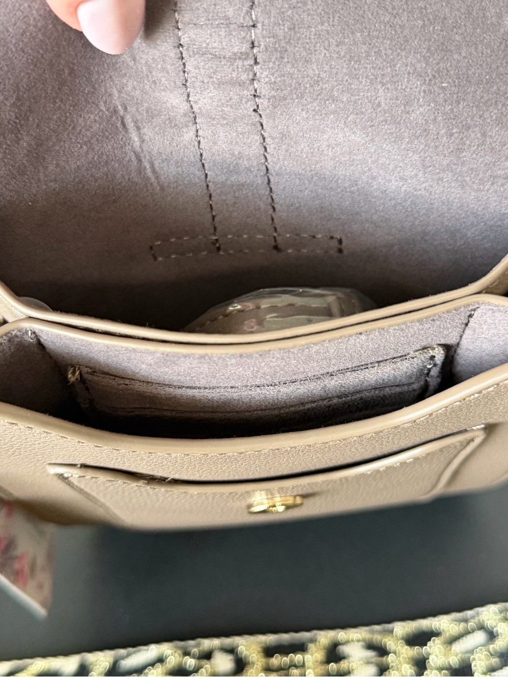 Taupe Crossbody Bag with Gold Ring Accent by Brentano - Picture 11 of 14